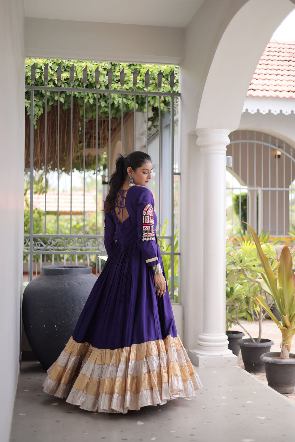 Rayon Gamthi Work Navratri Gown