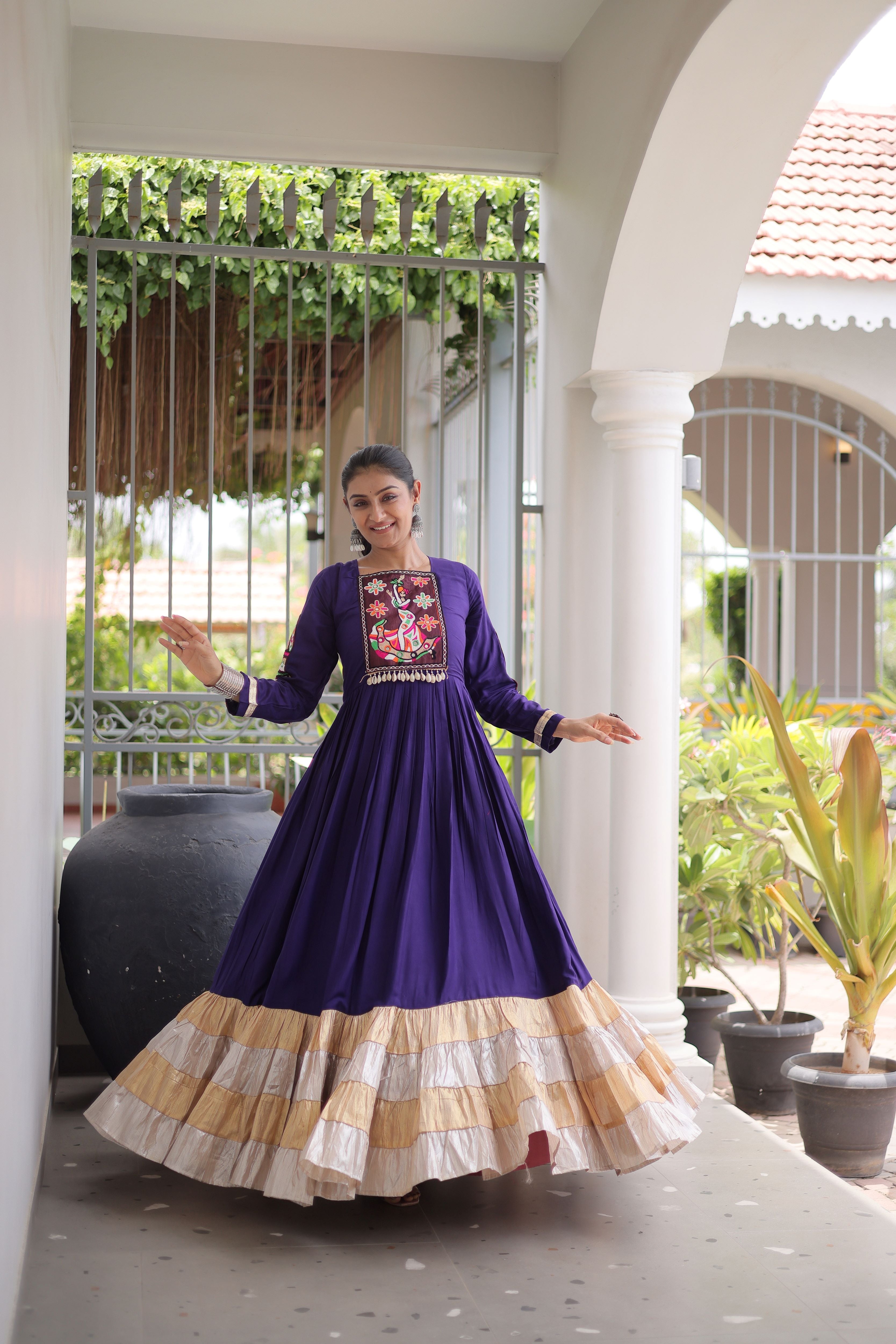 Rayon Gamthi Work Navratri Gown