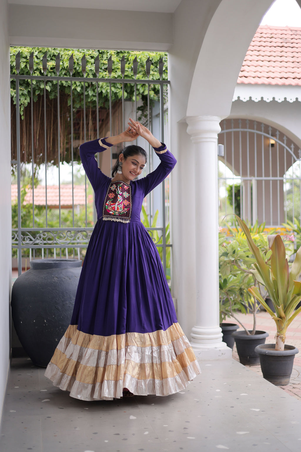Rayon Gamthi Work Navratri Gown