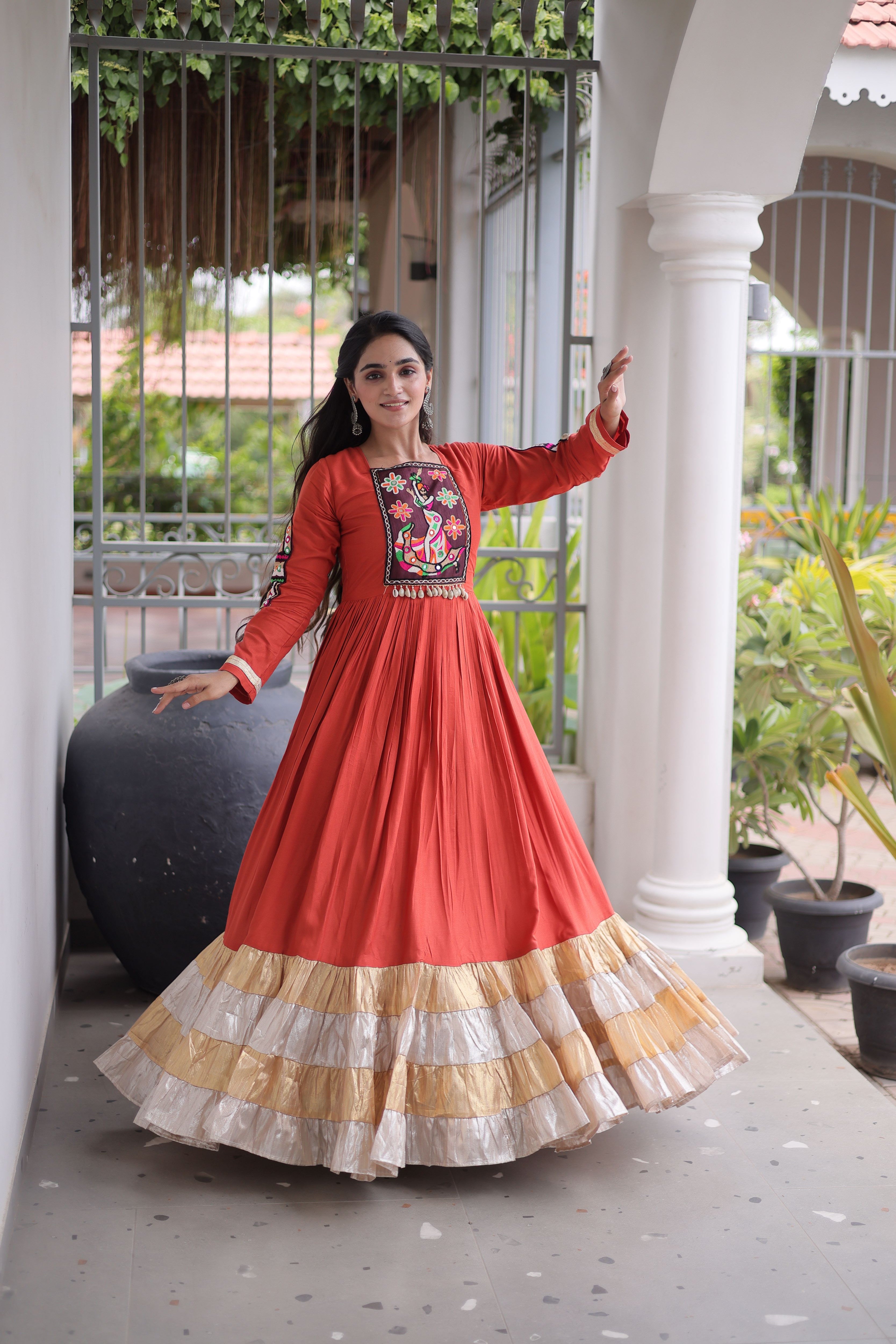 Rayon Gamthi Work Navratri Gown