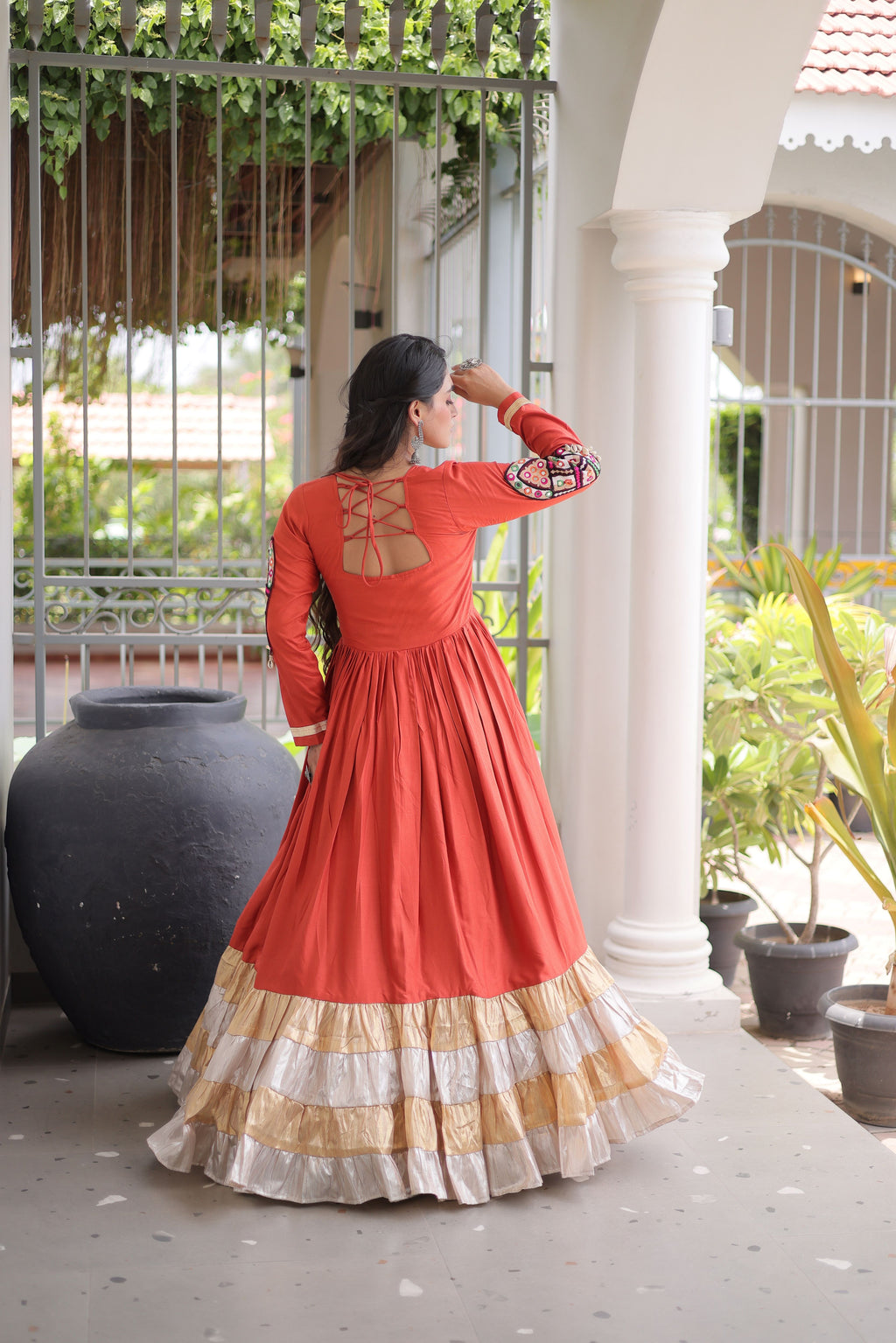 Rayon Gamthi Work Navratri Gown