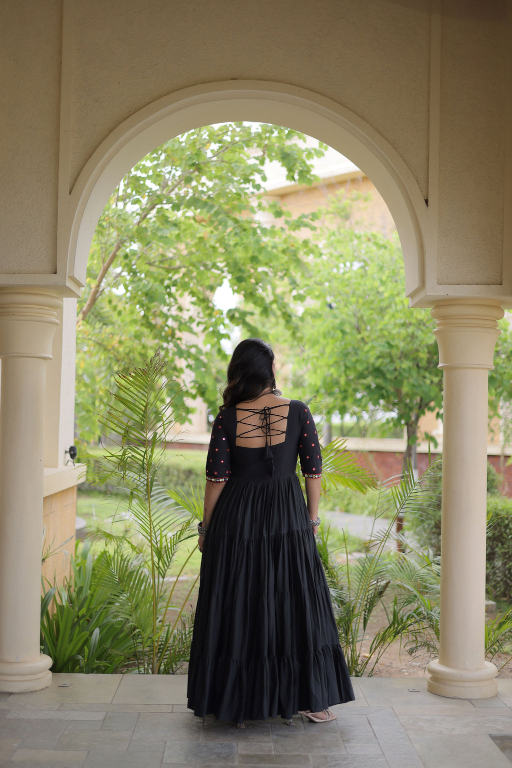 Kora Cotton Embroidered Navratri Gown