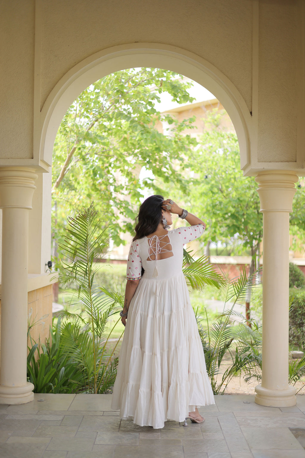 Kora Cotton Embroidered Navratri Gown