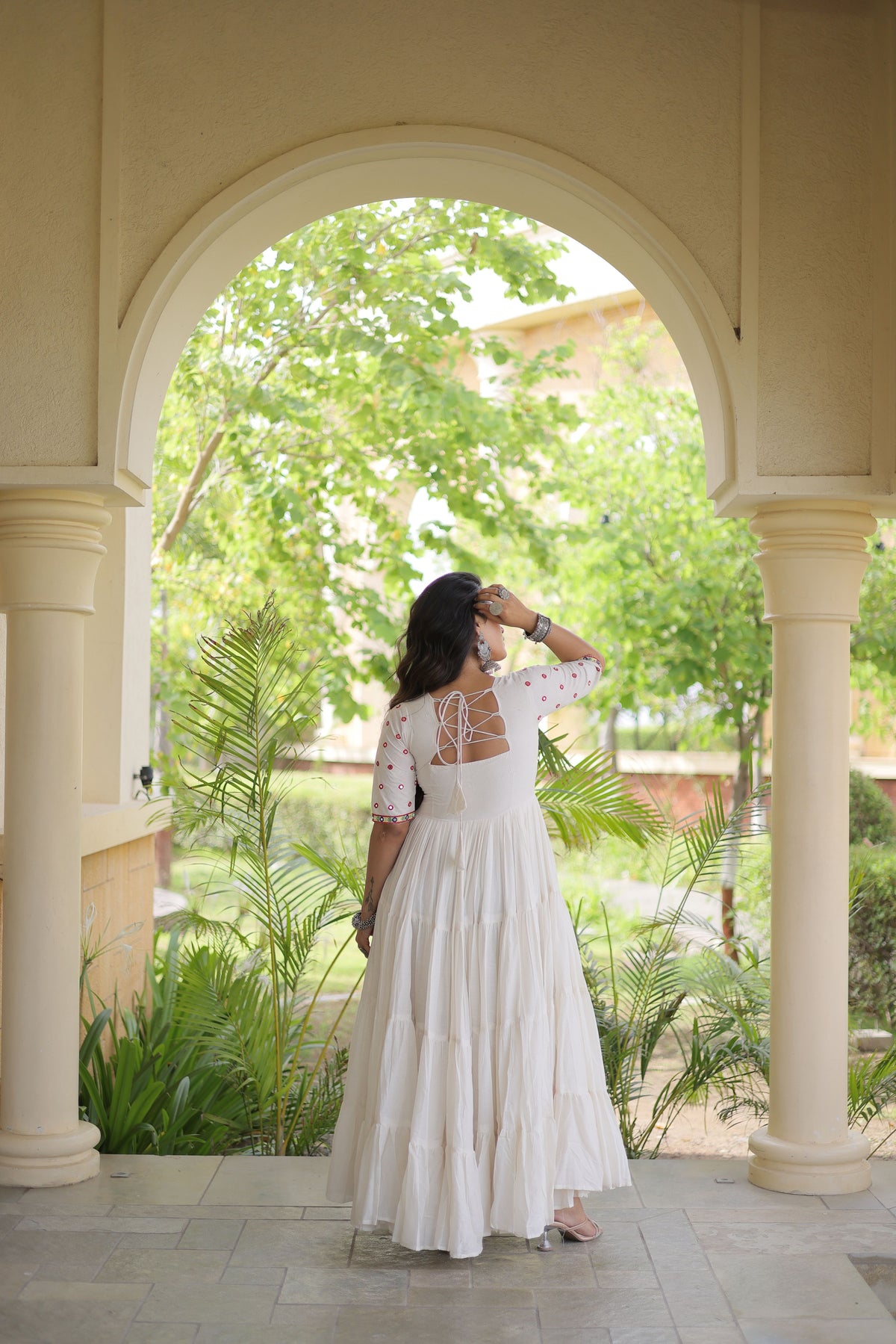 Kora Cotton Embroidered Navratri Gown