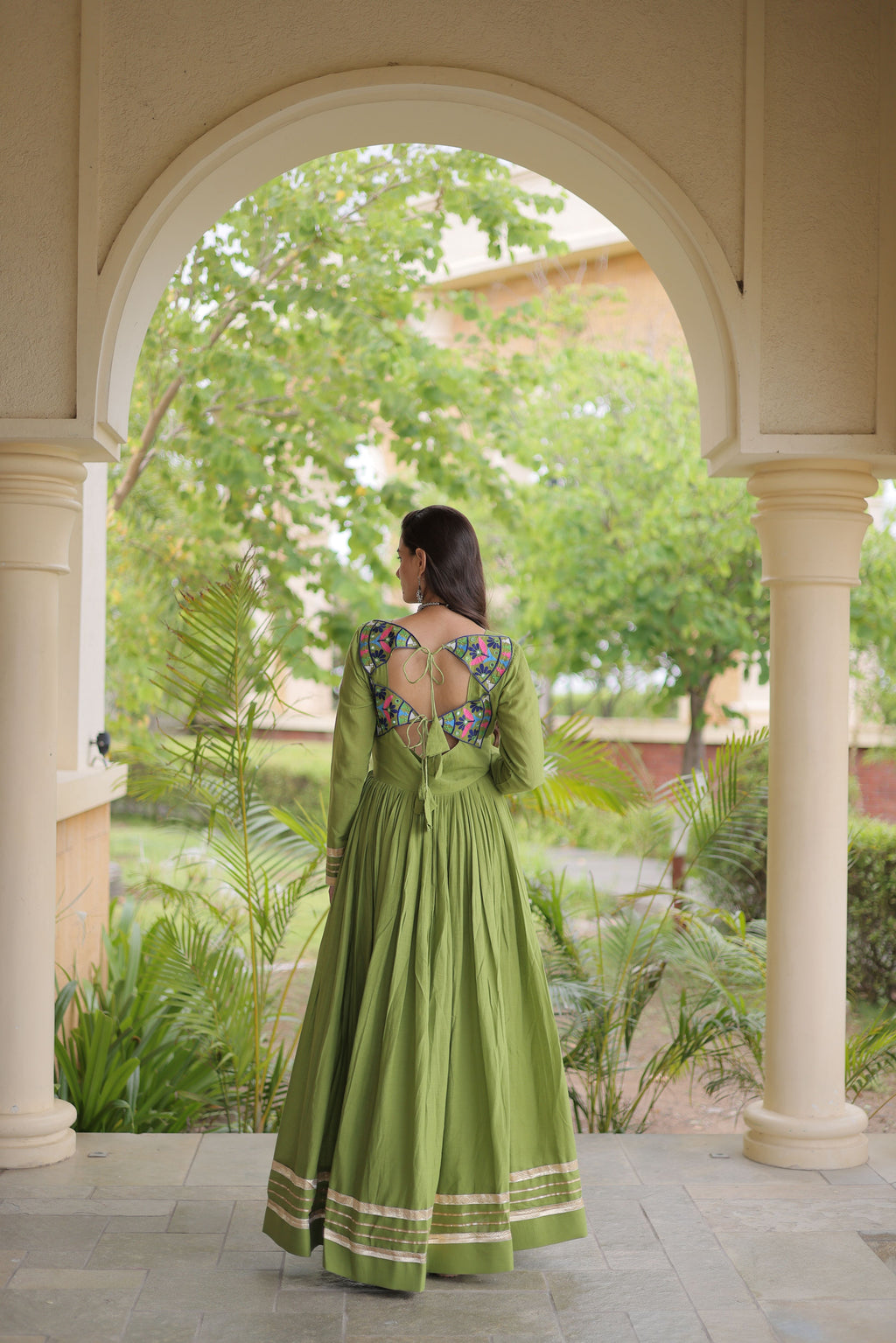 Kora Cotton Embroidered Navratri Gown