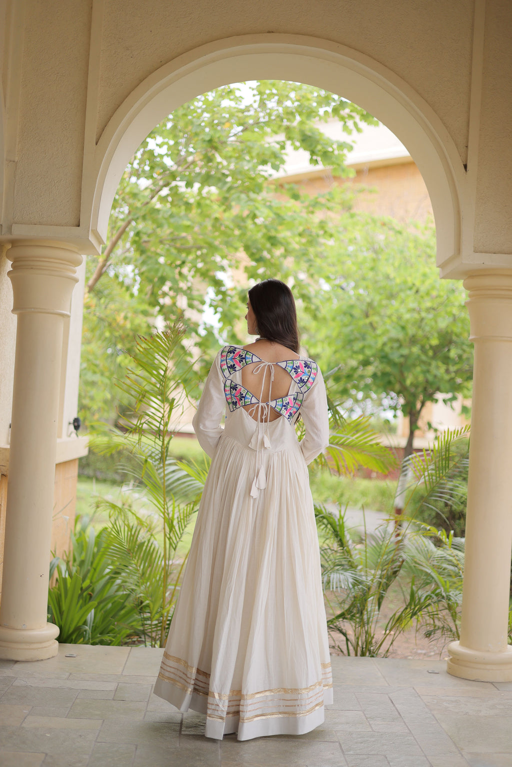 Kora Cotton Embroidered Navratri Gown
