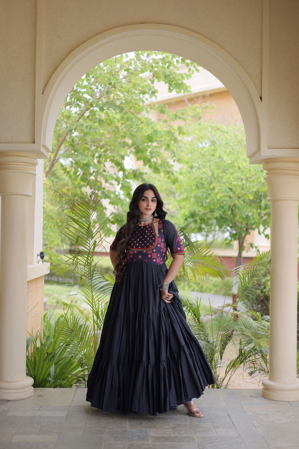 Kora Cotton Multi Thread Embroidered Gown