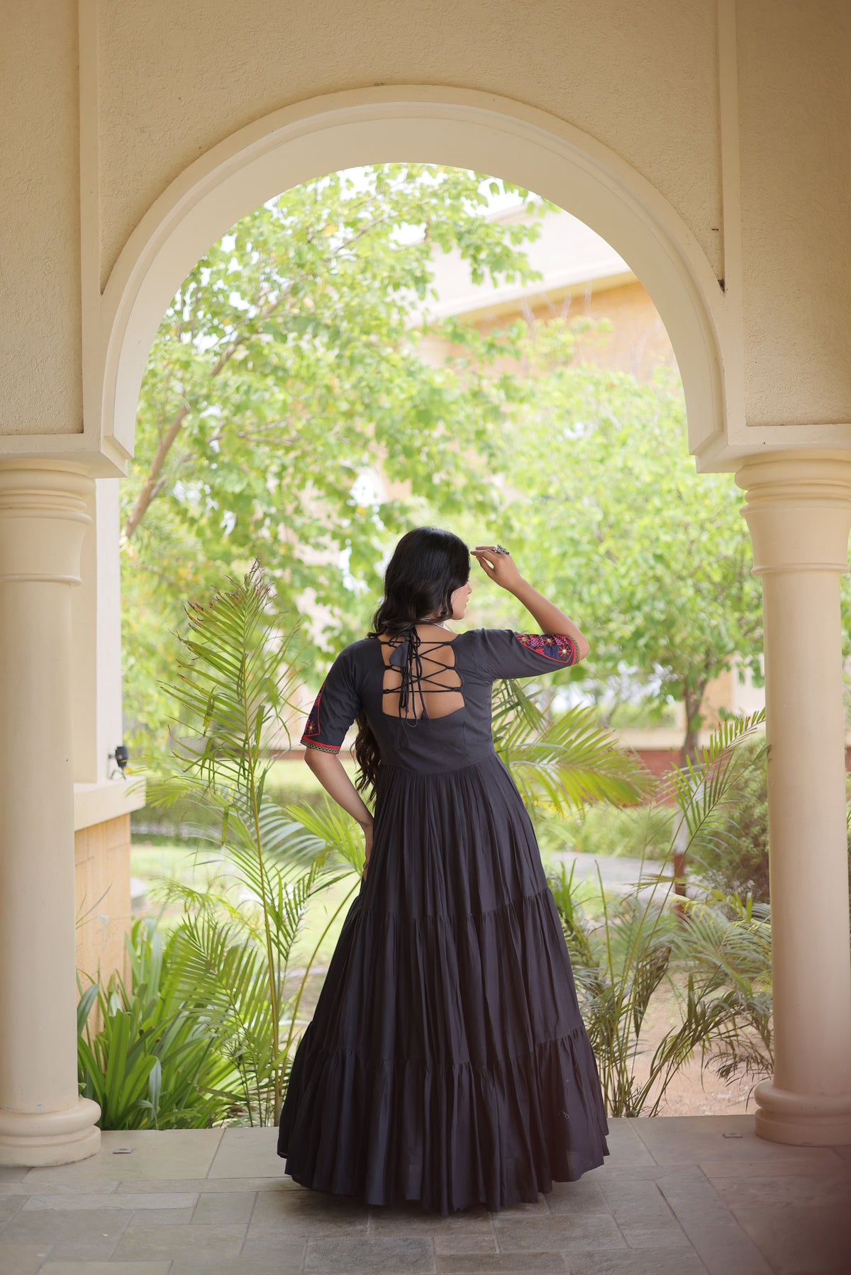 Kora Cotton Multi Thread Embroidered Gown