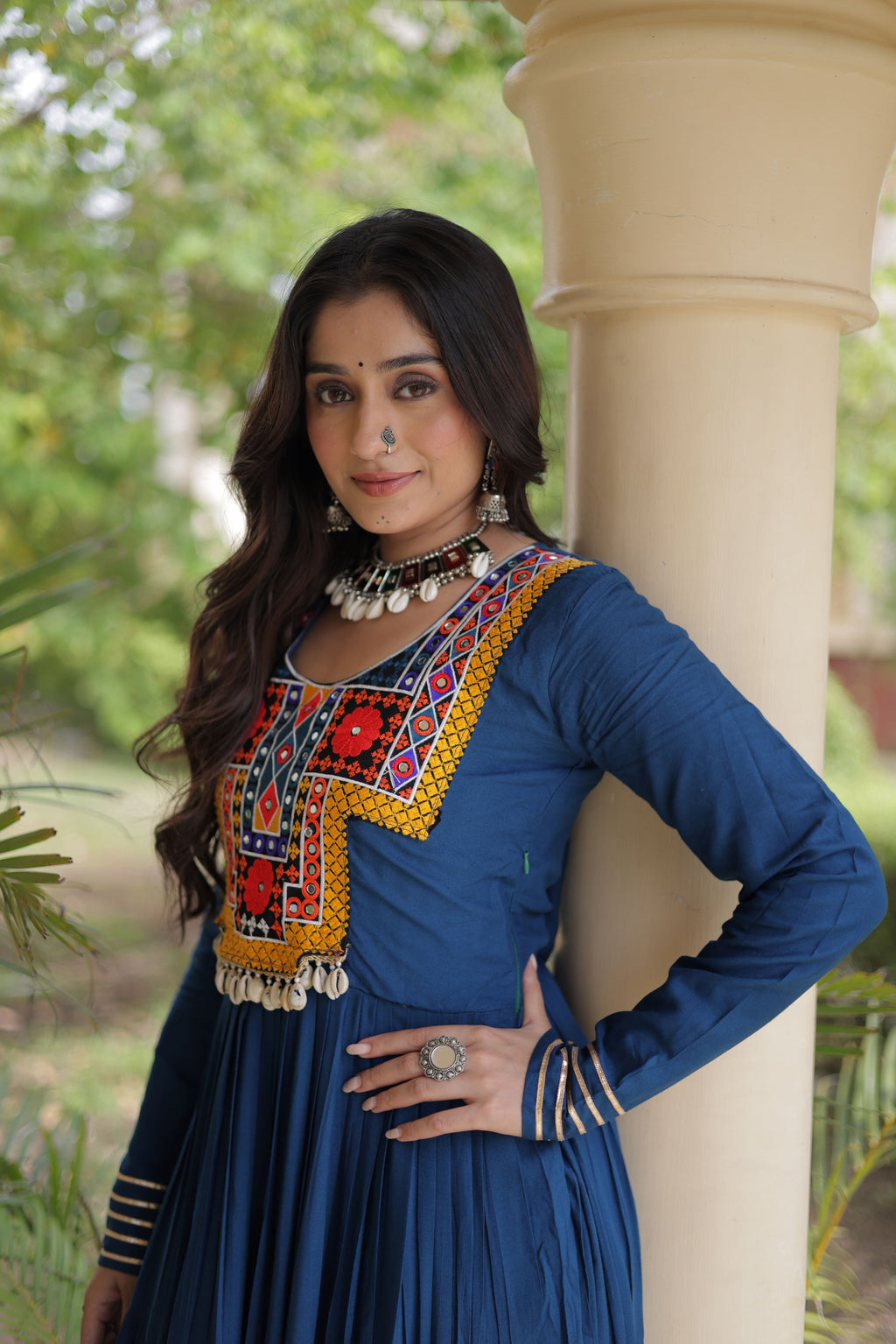 Rayon Mirror Work Navratri Gown
