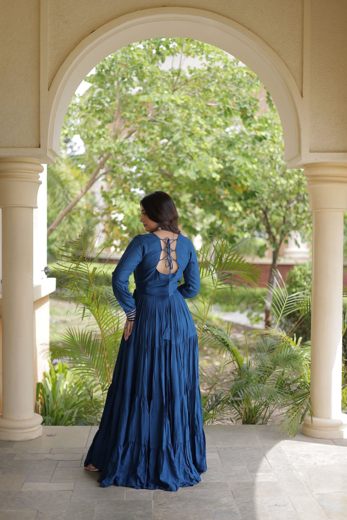 Rayon Mirror Work Navratri Gown