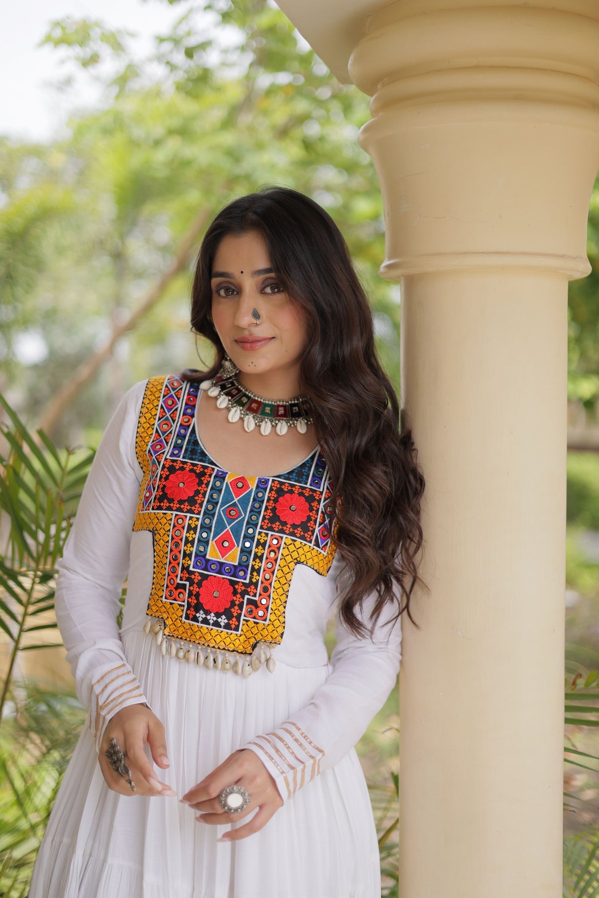 Rayon Mirror Work Navratri Gown