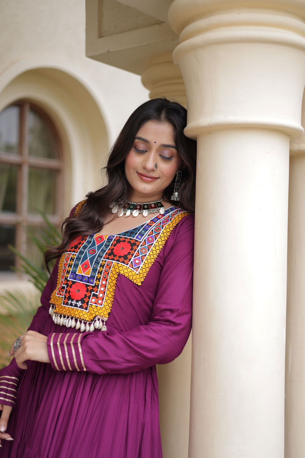 Rayon Mirror Work Navratri Gown