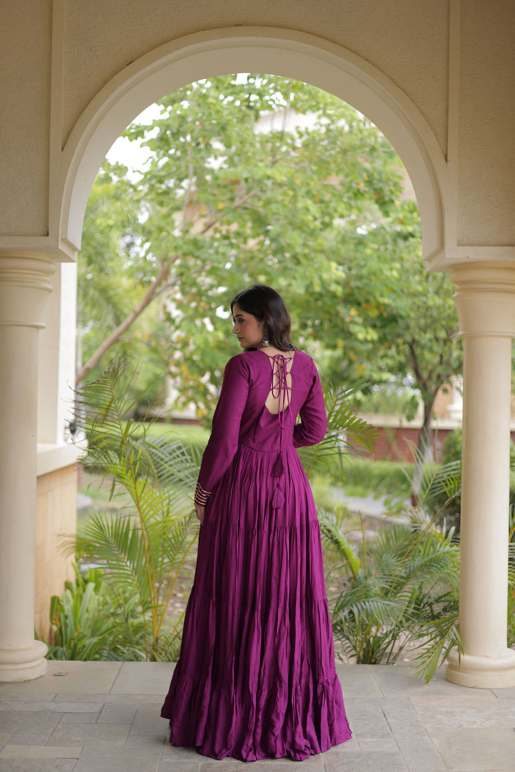Rayon Mirror Work Navratri Gown