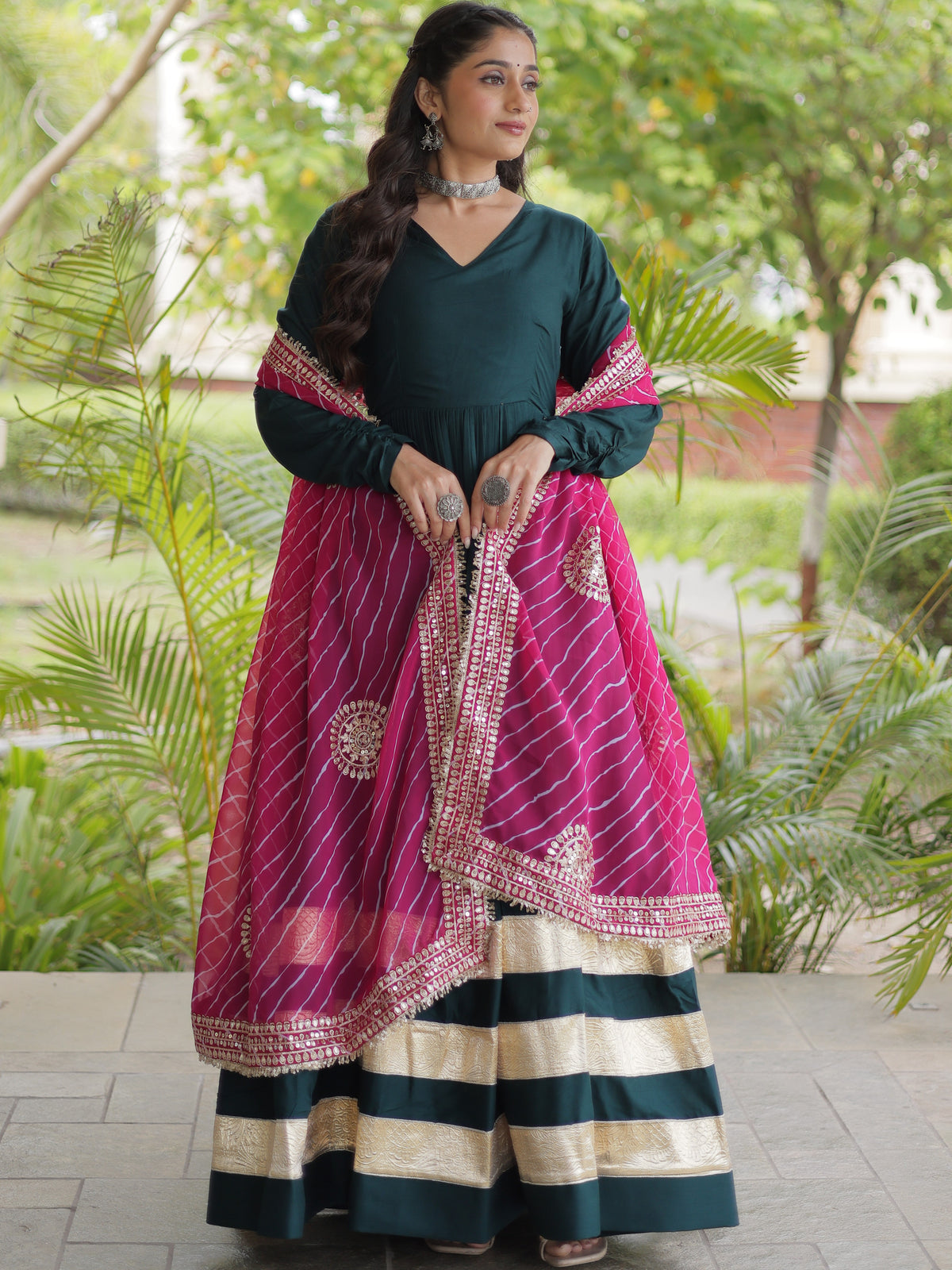 Rayon Leheriya Printed Navratri Gown