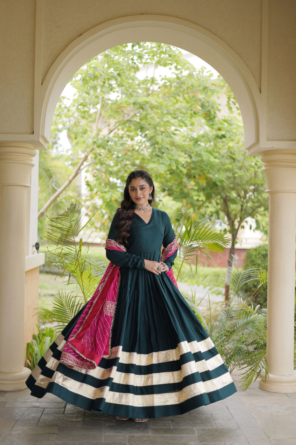 Rayon Leheriya Printed Navratri Gown