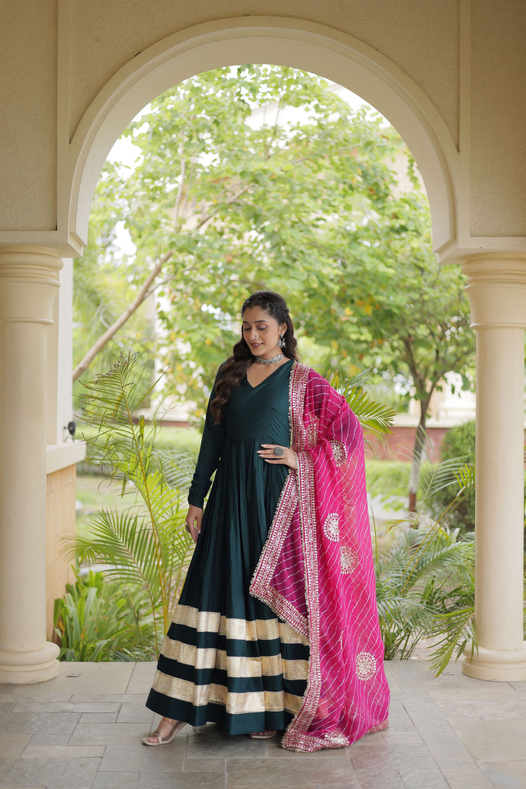 Rayon Leheriya Printed Navratri Gown