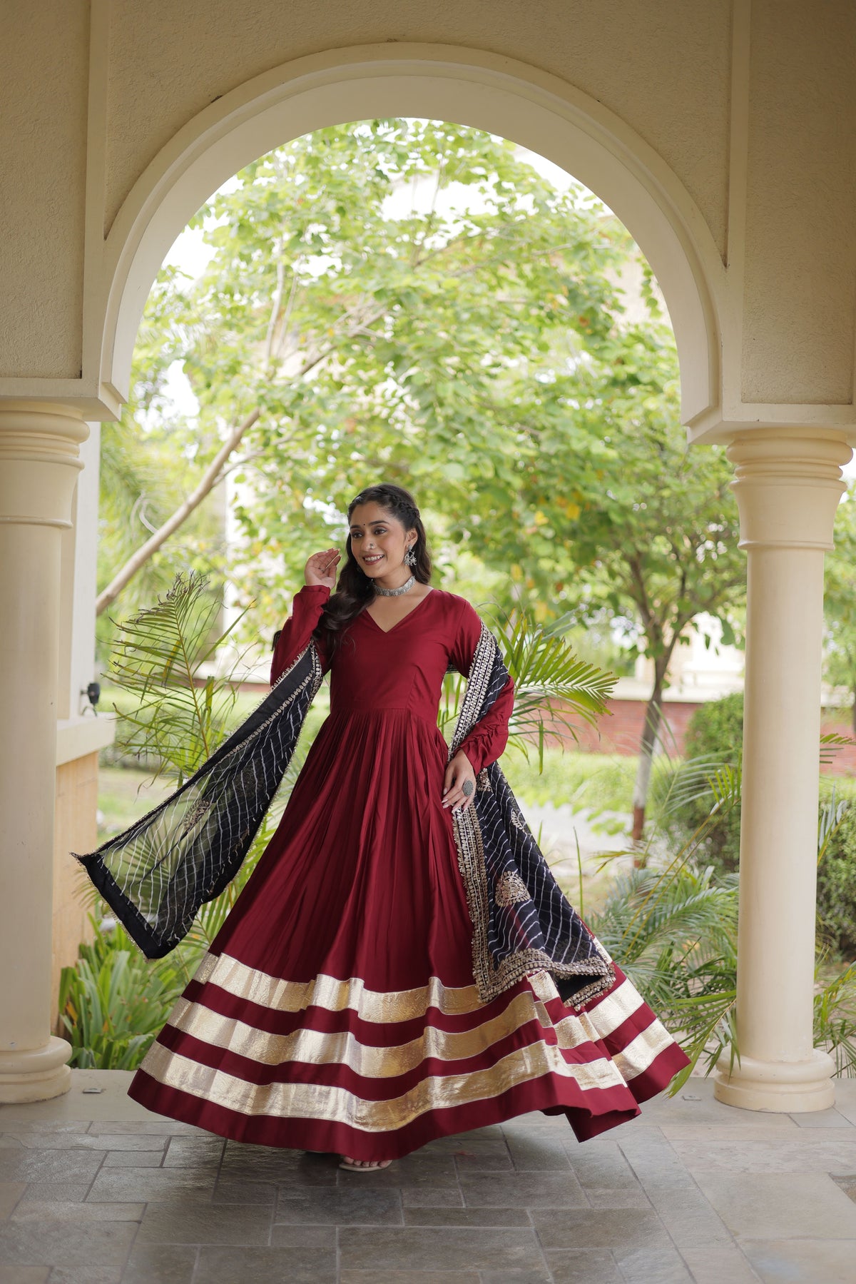 Rayon Leheriya Printed Navratri Gown