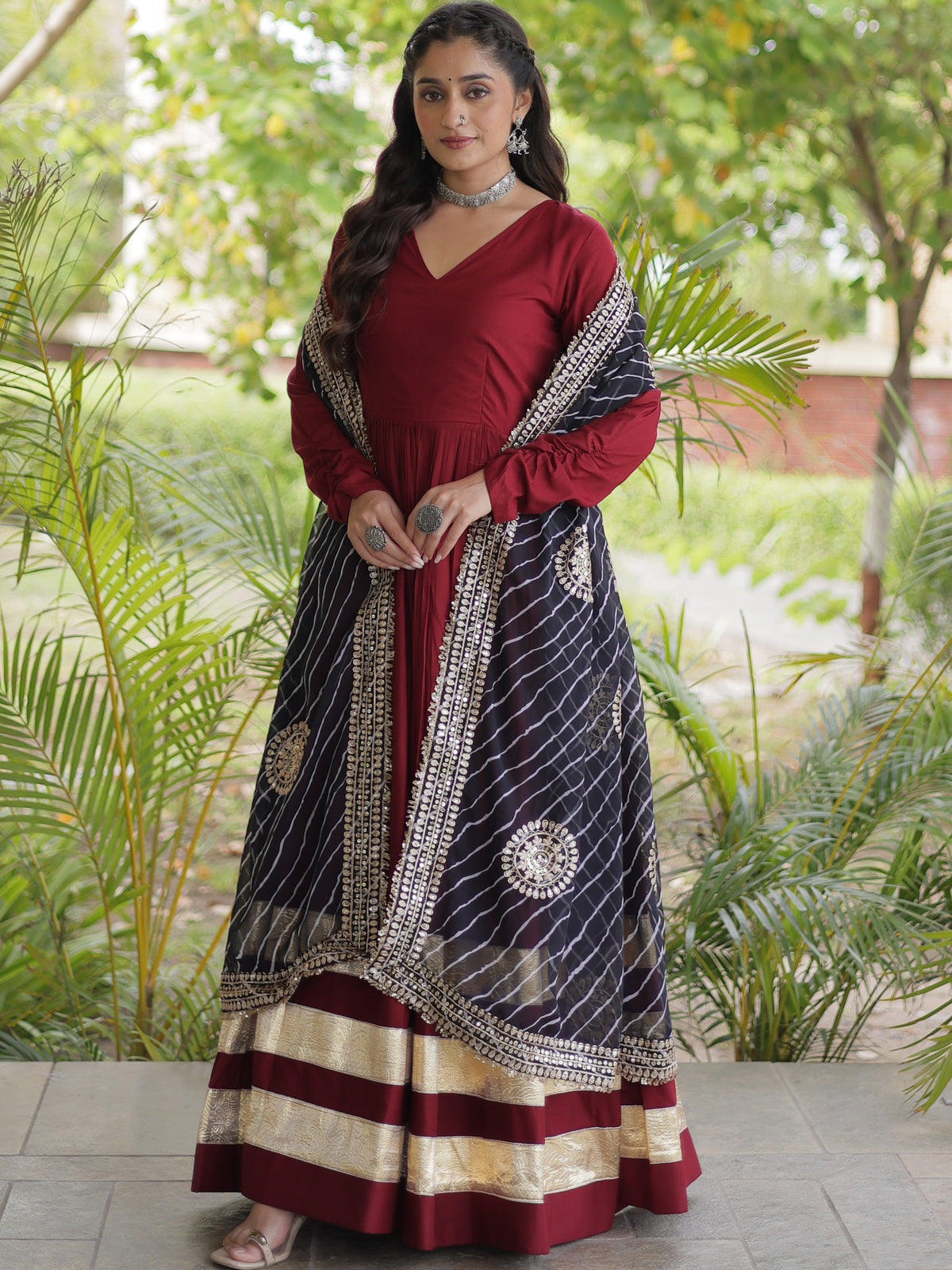 Rayon Leheriya Printed Navratri Gown