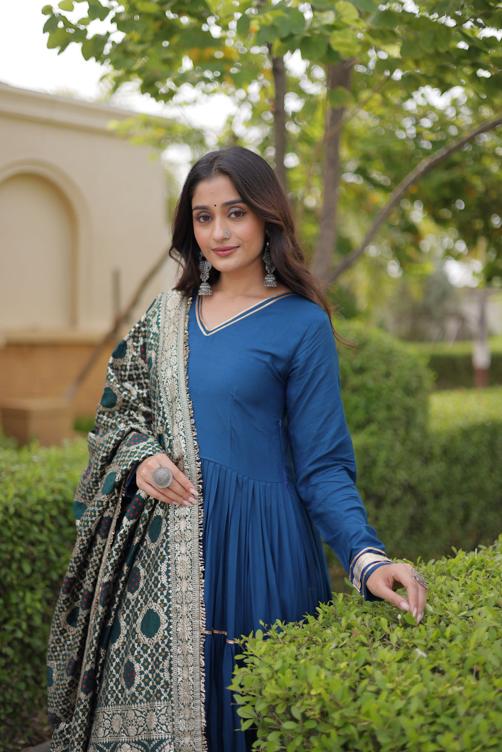 Rayon Plain Navratri Gown With Heavy Dupatta