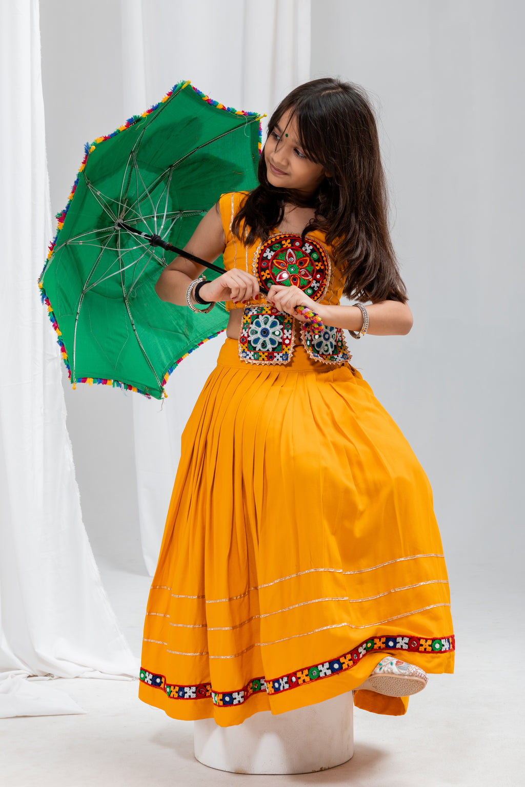 Rayon Cotton Kids Navratri Lehenga