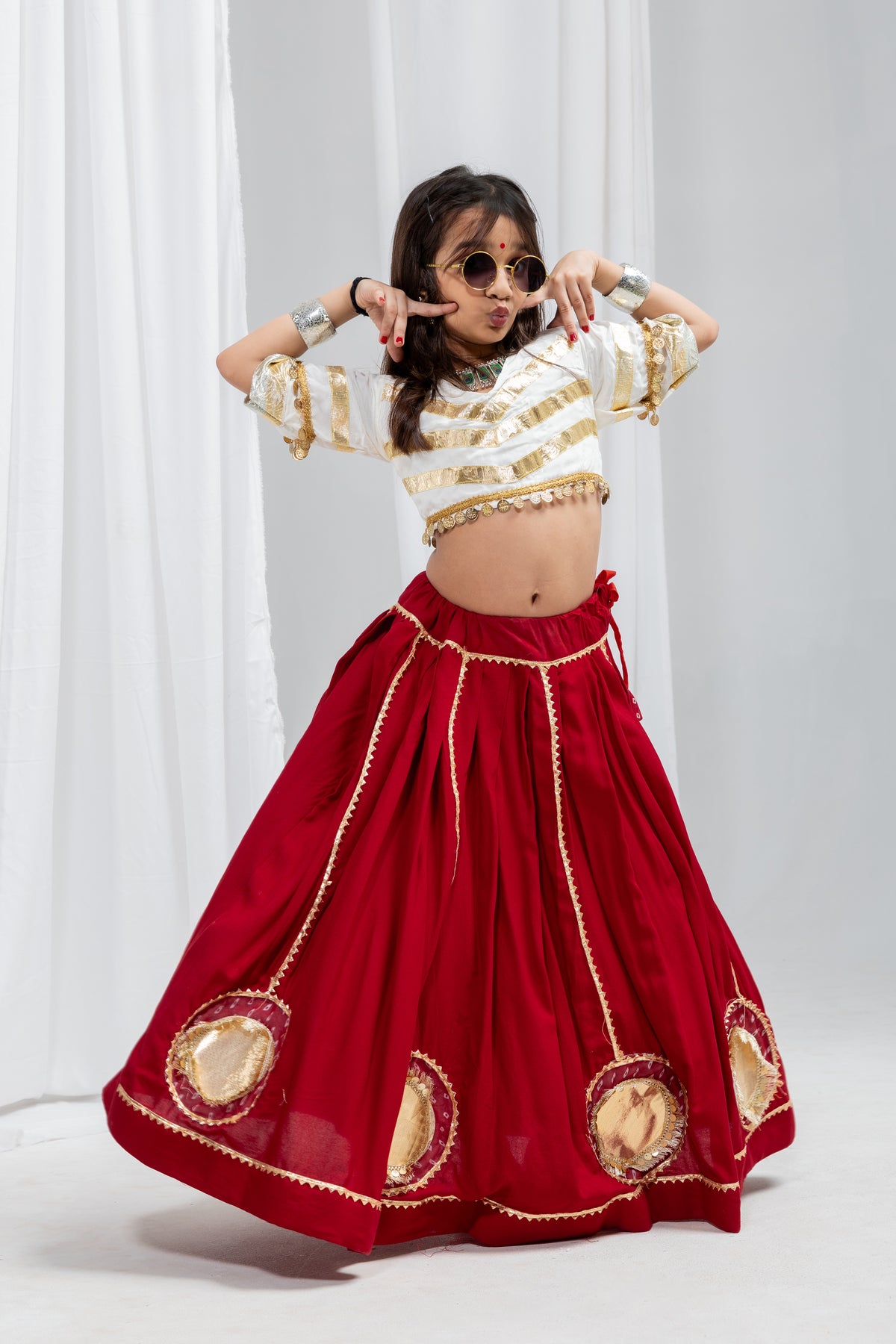 Pure Rayon Cotton Kids Navratri Lehenga