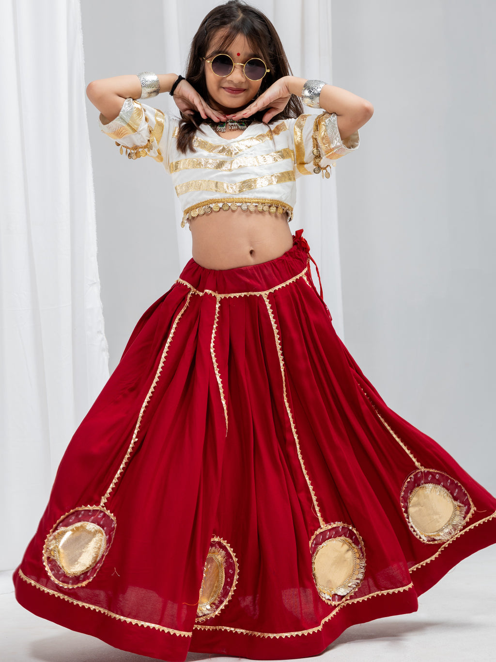 Pure Rayon Cotton Kids Navratri Lehenga