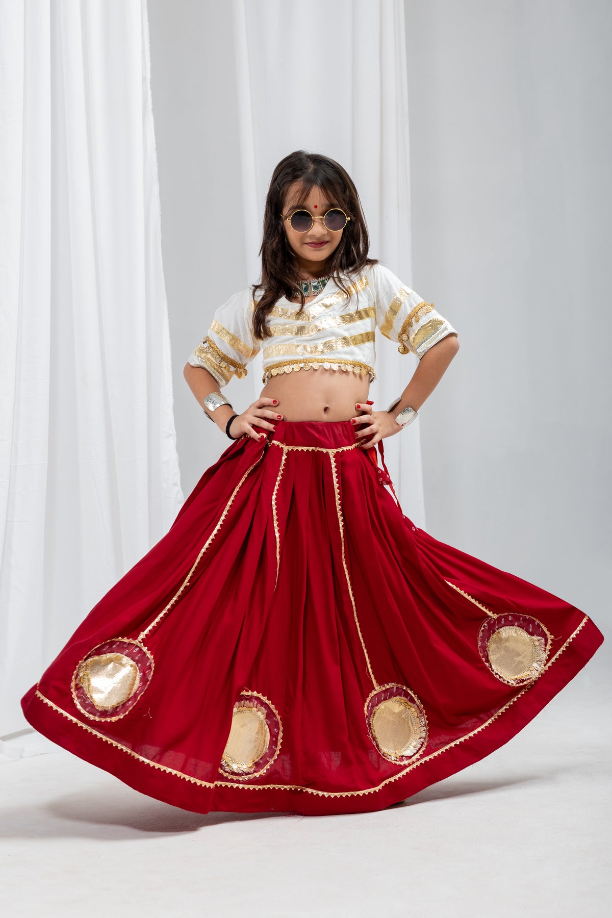 Pure Rayon Cotton Kids Navratri Lehenga