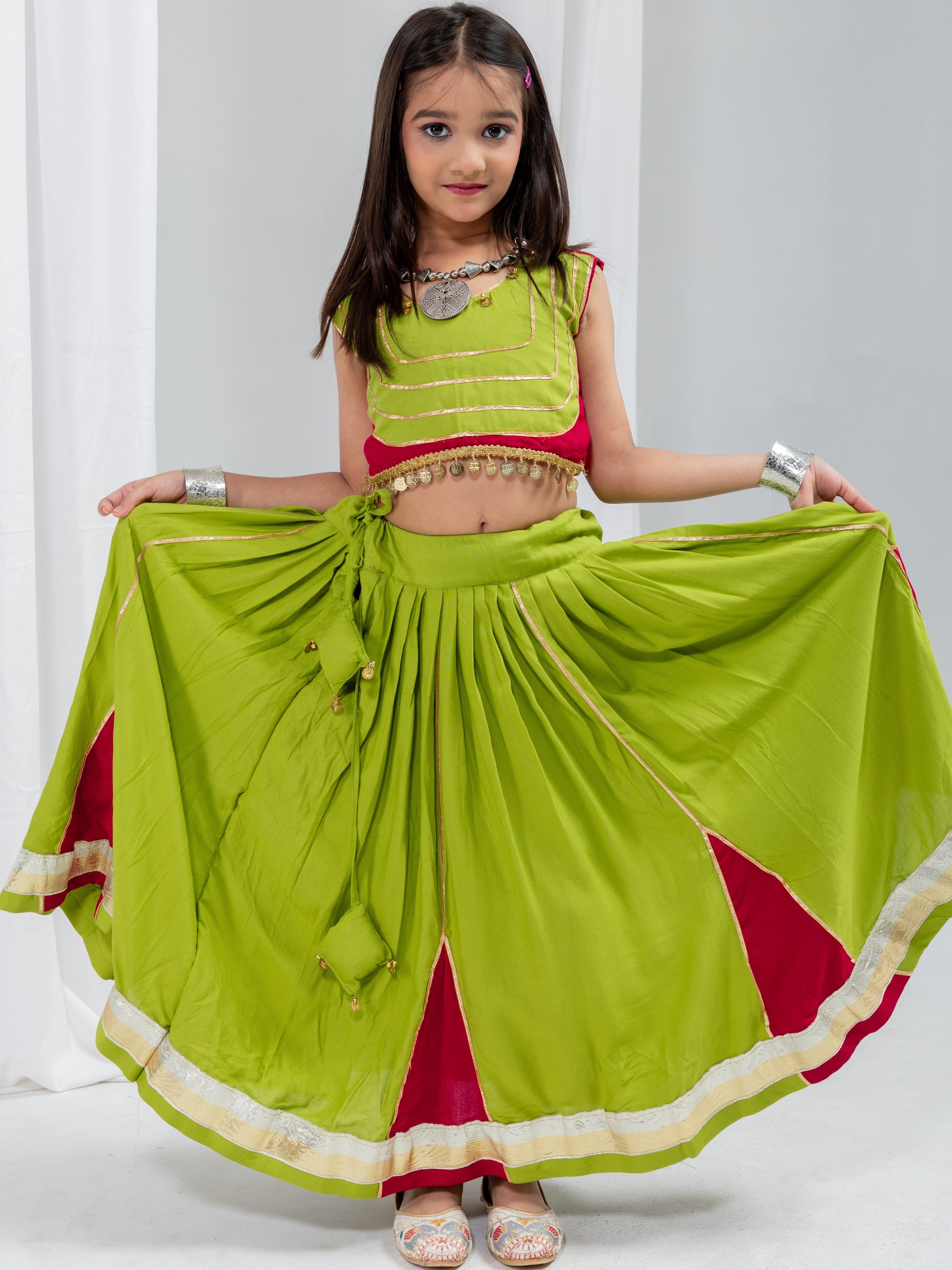 Pure Rayon Cotton Kids Navratri Lehenga With Blouse