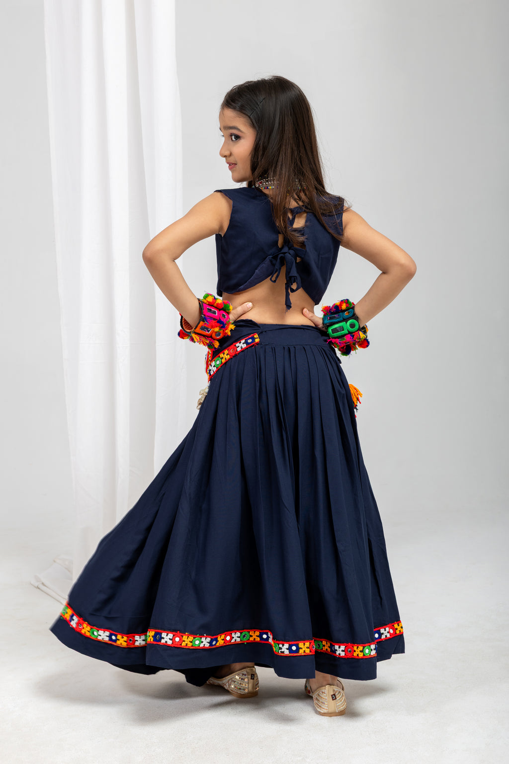 Pure Rayon Cotton Kids Navratri Lehenga With Blouse