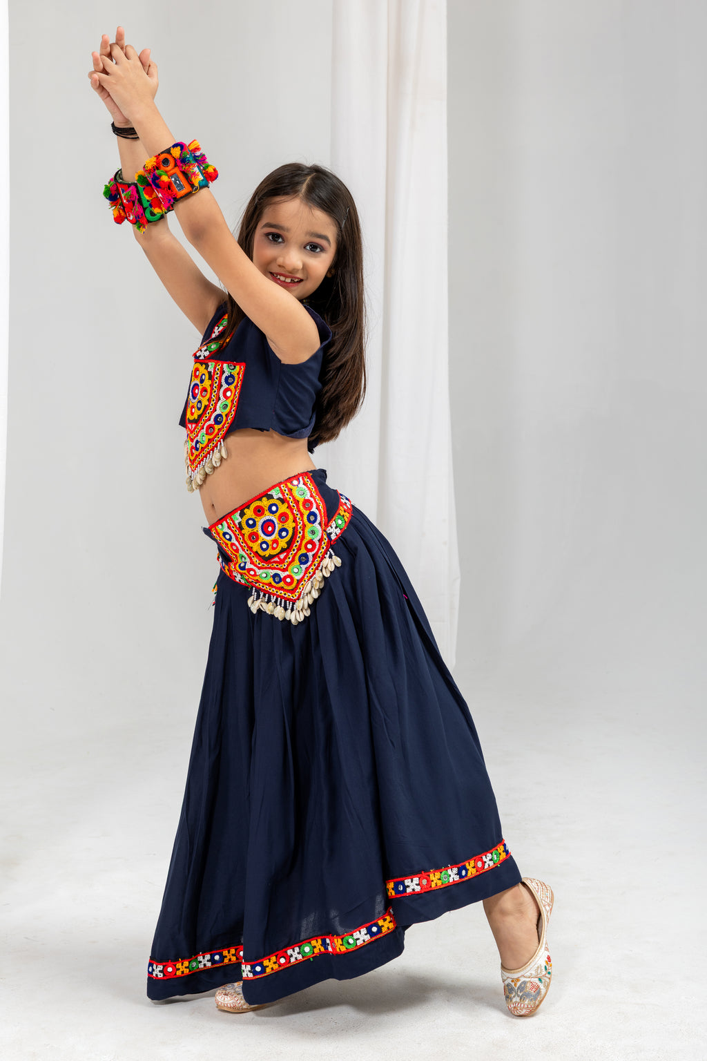 Pure Rayon Cotton Kids Navratri Lehenga With Blouse