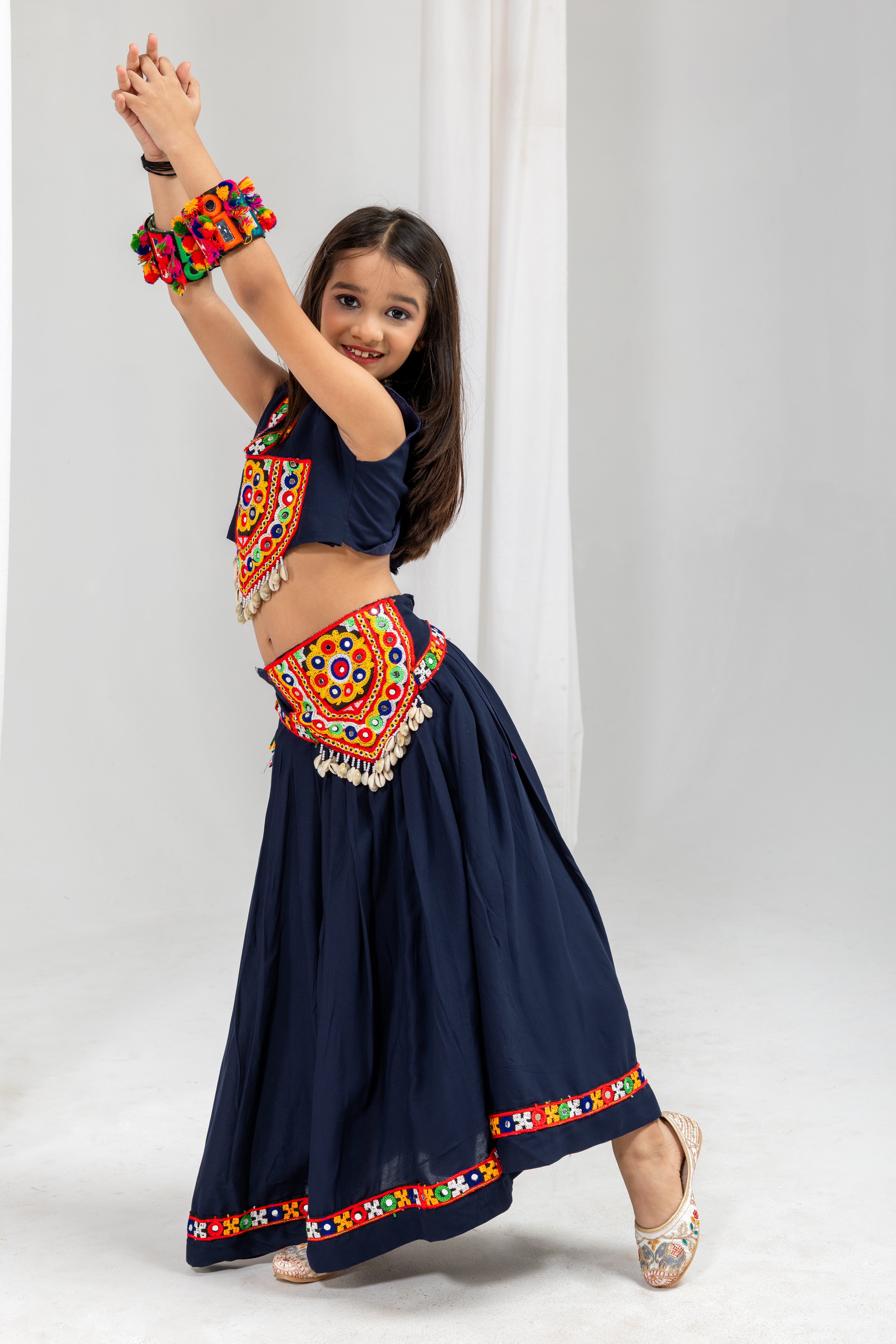 Pure Rayon Cotton Kids Navratri Lehenga With Blouse