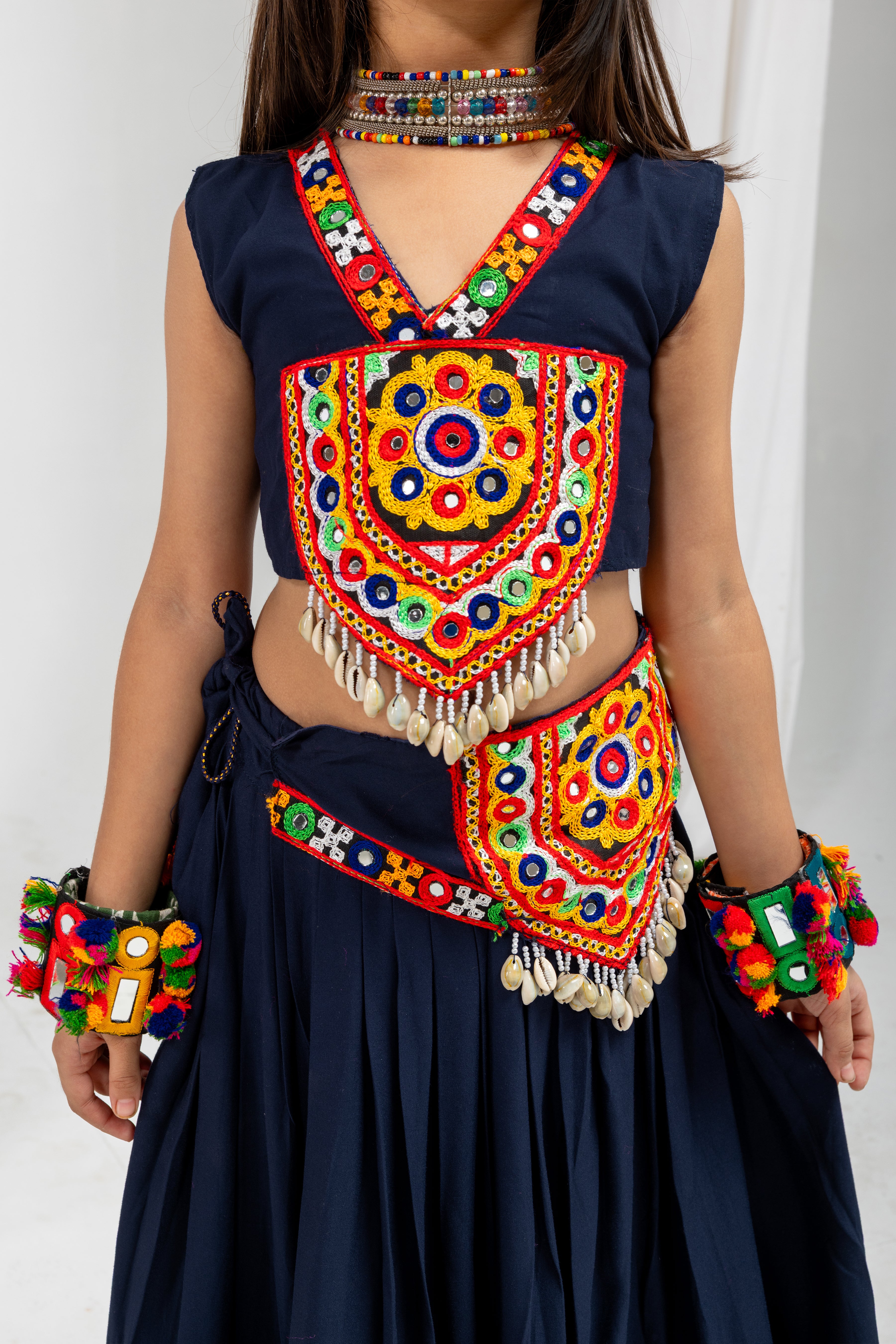 Pure Rayon Cotton Kids Navratri Lehenga With Blouse