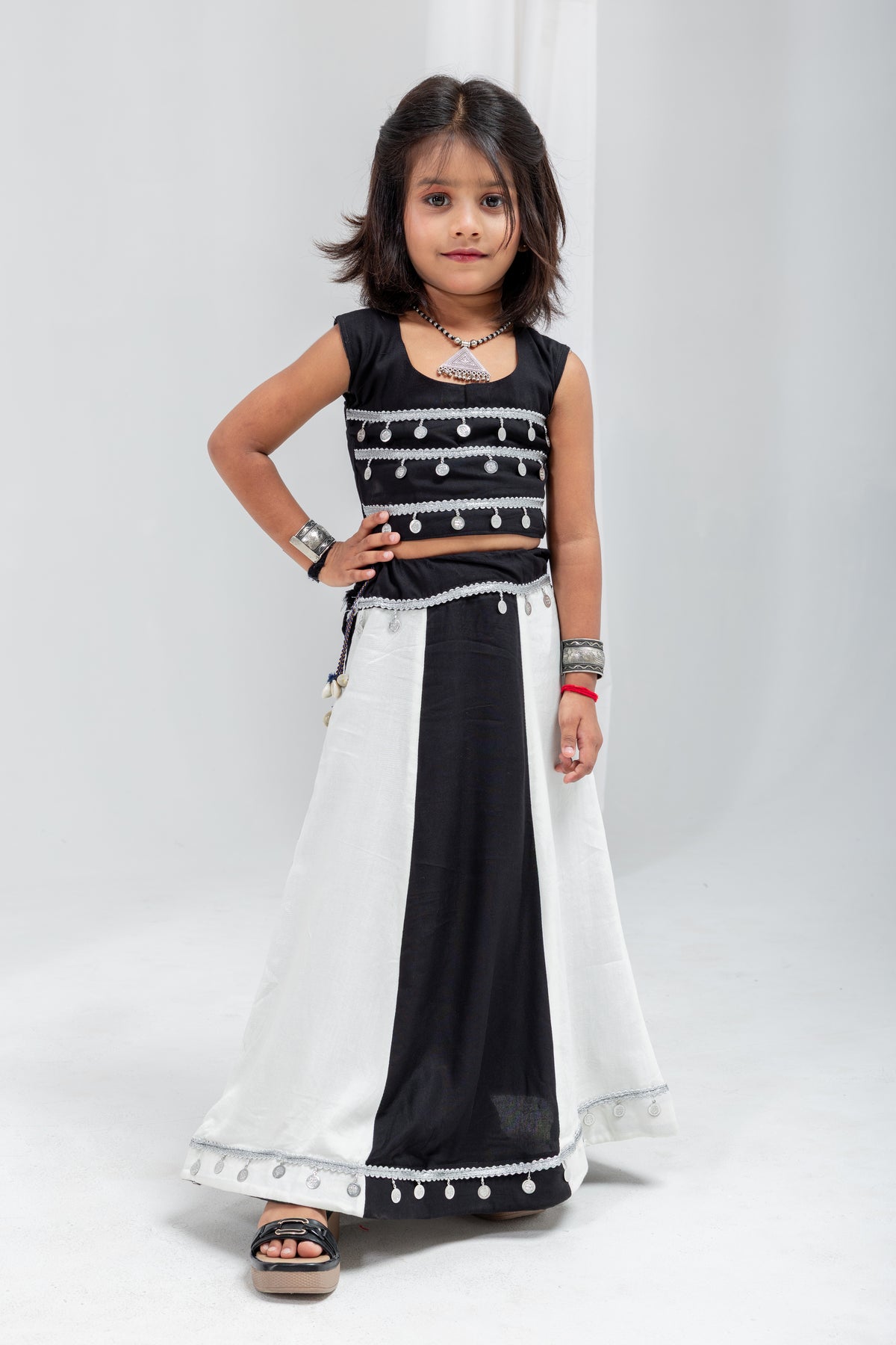 Rayon Cotton Kids Navratri Lehenga With Blouse