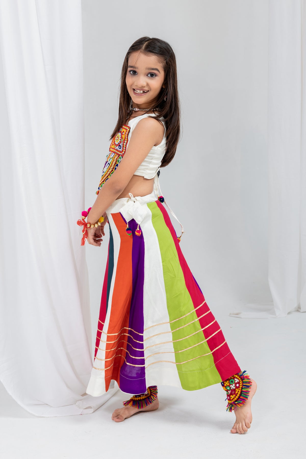 Rayon Cotton Kids Navratri Lehenga With Blouse