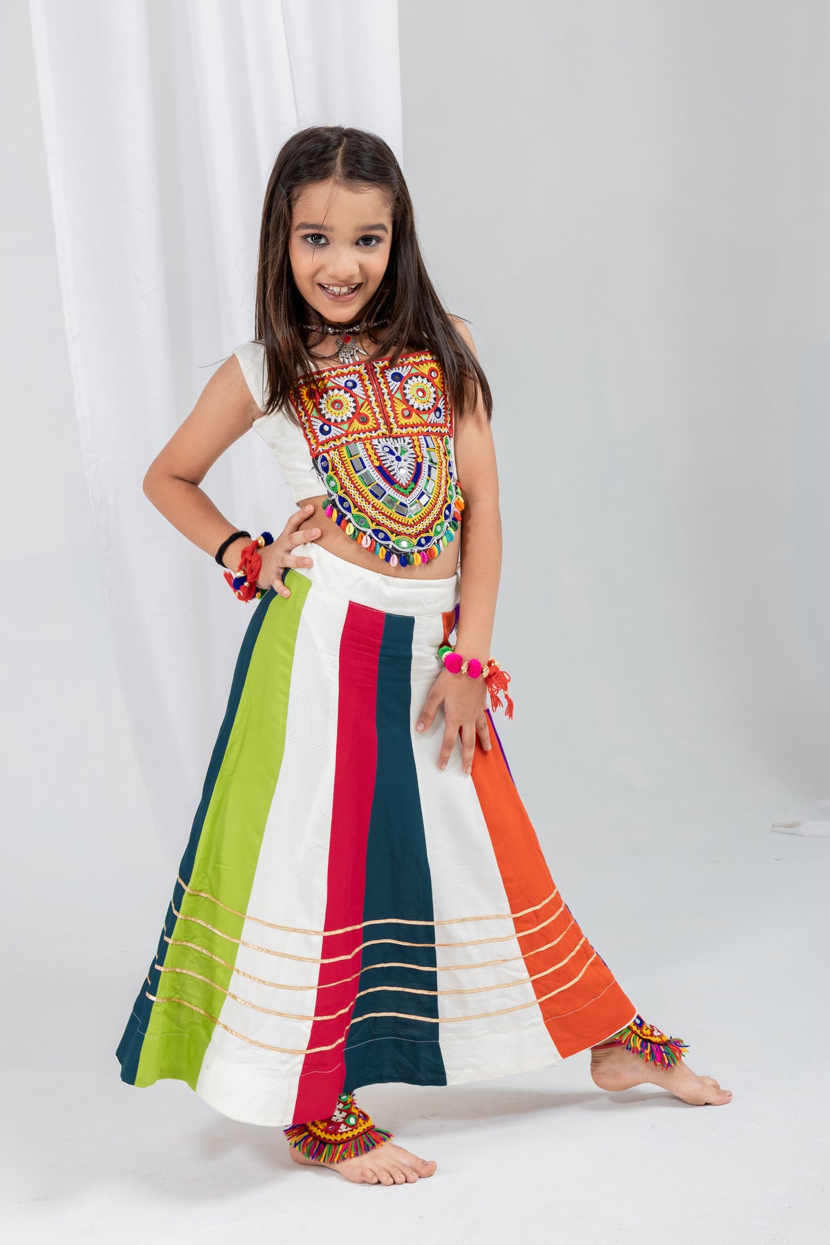 Rayon Cotton Kids Navratri Lehenga With Blouse