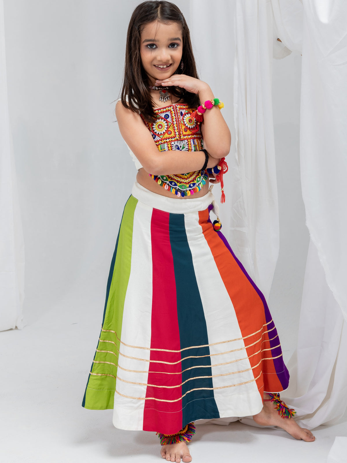 Rayon Cotton Kids Navratri Lehenga With Blouse