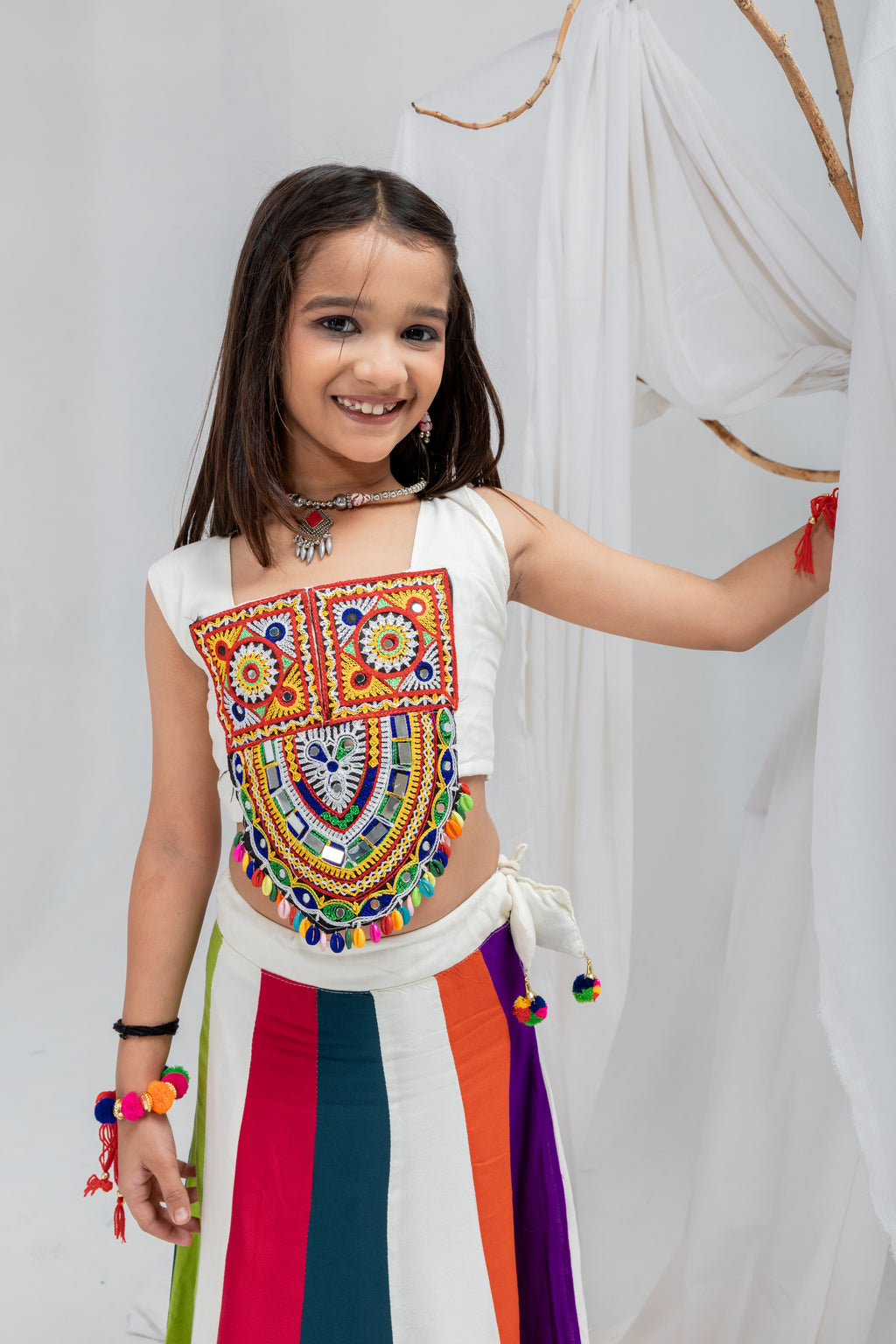 Rayon Cotton Kids Navratri Lehenga With Blouse