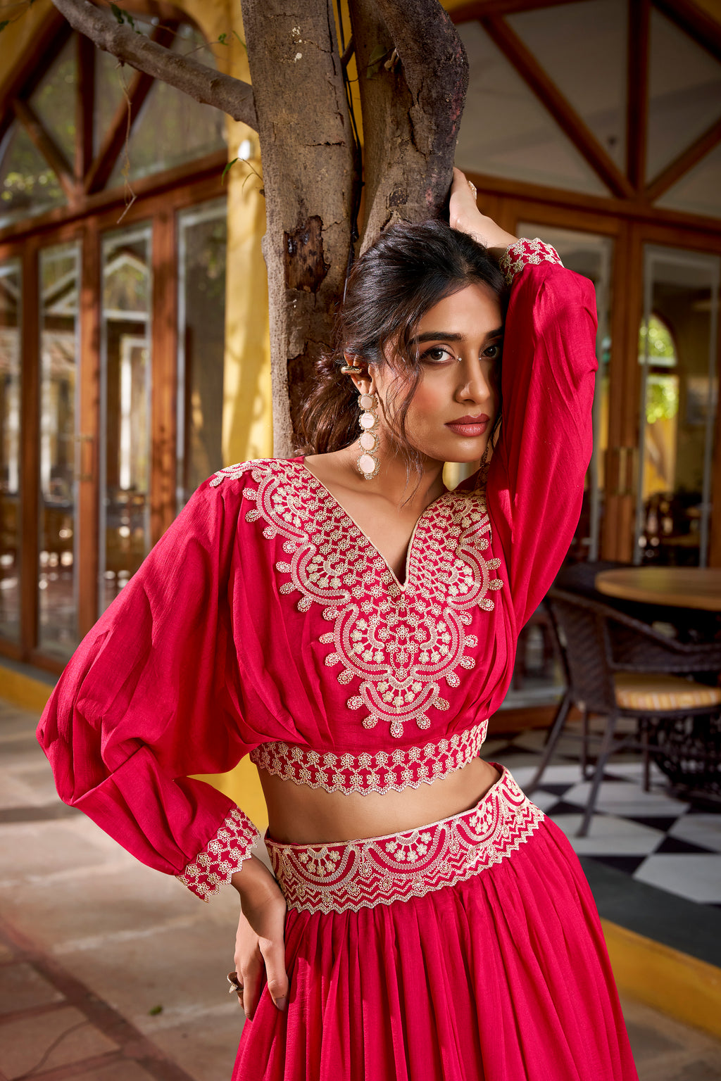 Vichitra Silk Thread Embroidered Lehenga
