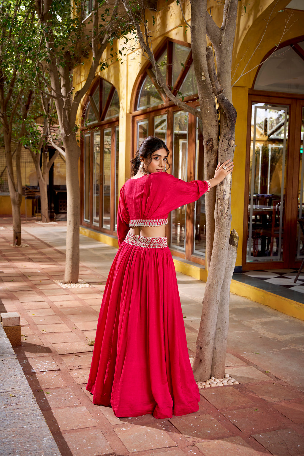 Vichitra Silk Thread Embroidered Lehenga