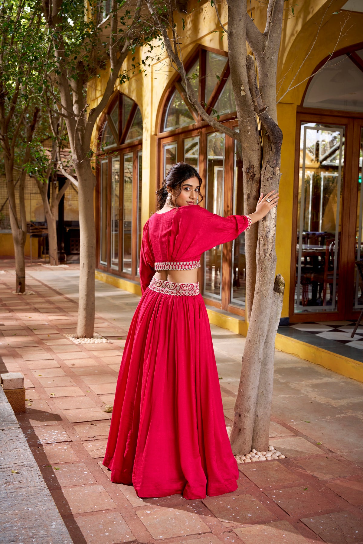 Vichitra Silk Thread Embroidered Lehenga