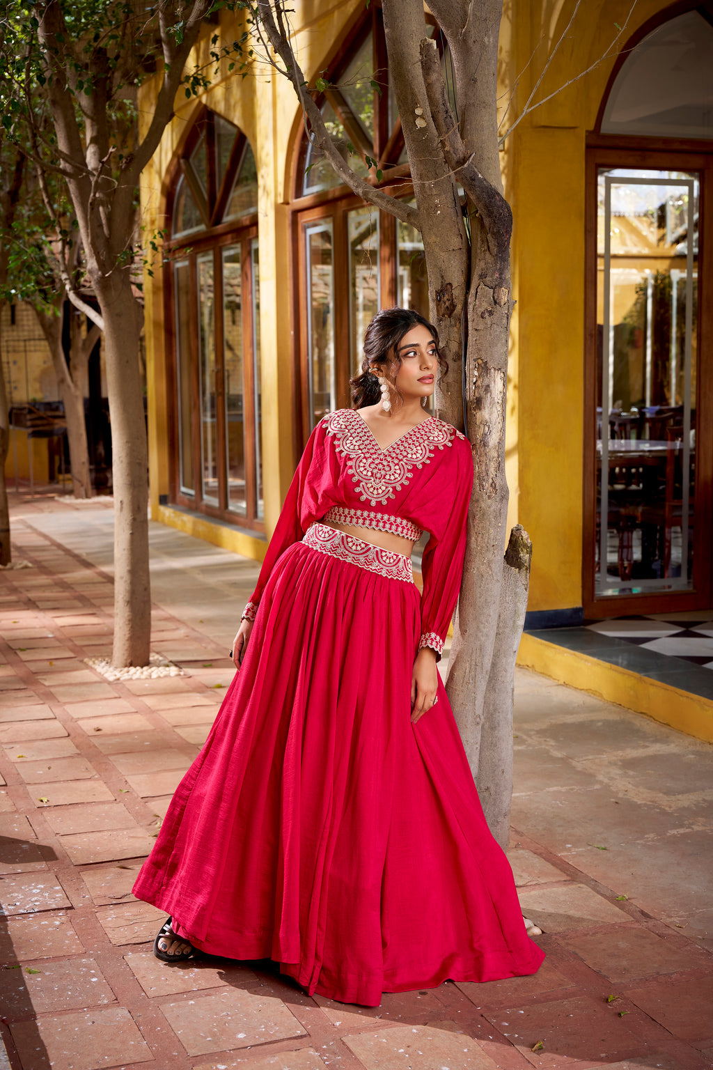 Vichitra Silk Thread Embroidered Lehenga