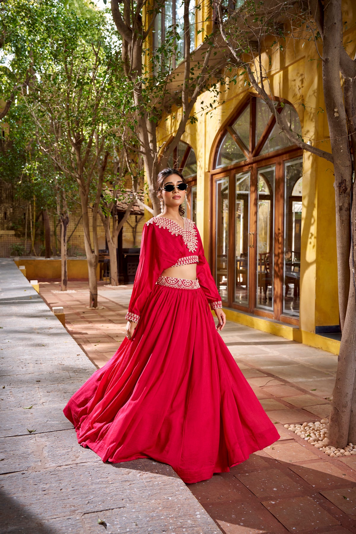 Vichitra Silk Thread Embroidered Lehenga