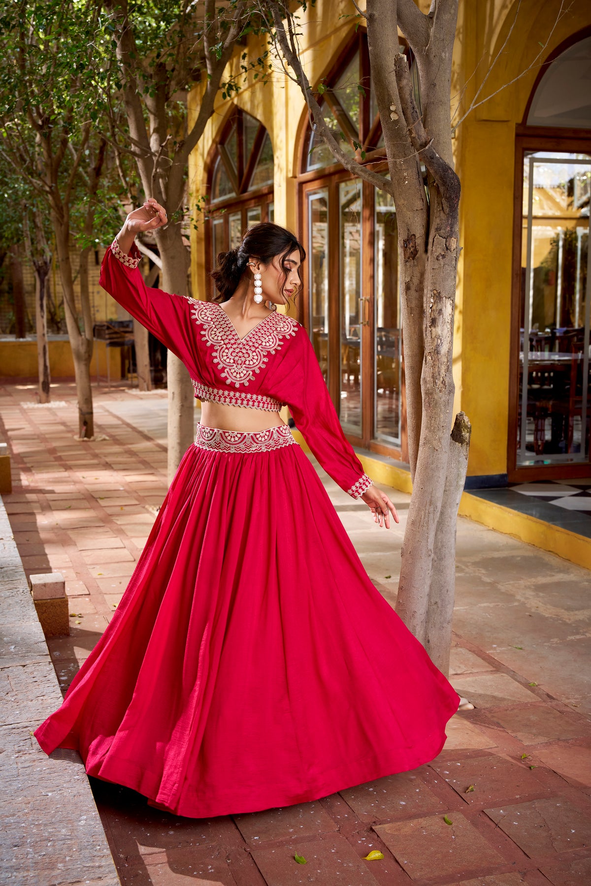 Vichitra Silk Thread Embroidered Lehenga